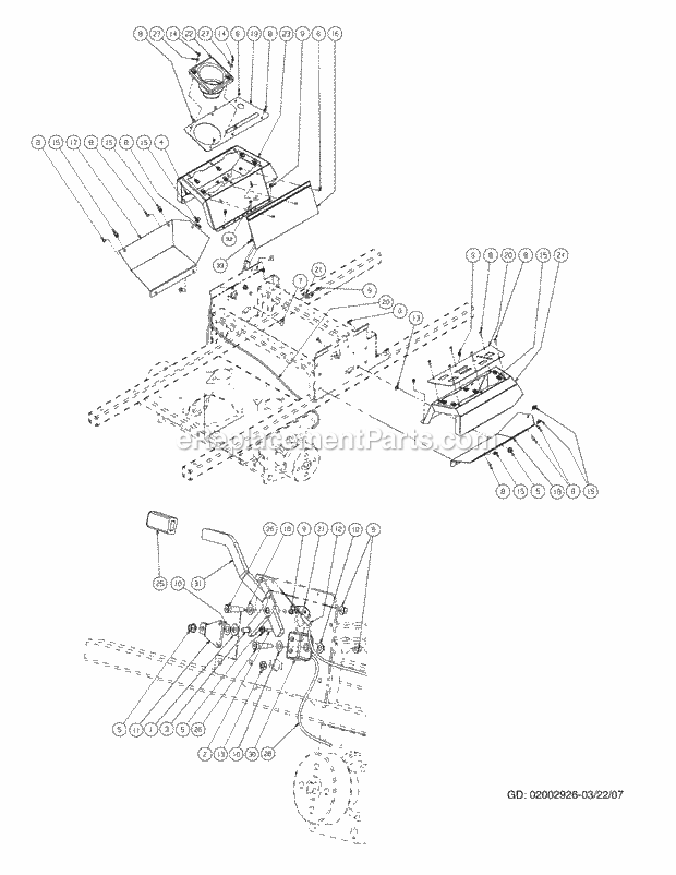 Brake Assembly Diagram and Parts List for M72-KW 53AI8CTZ750-37HP-OHV Cub Cadet Lawn Tractor